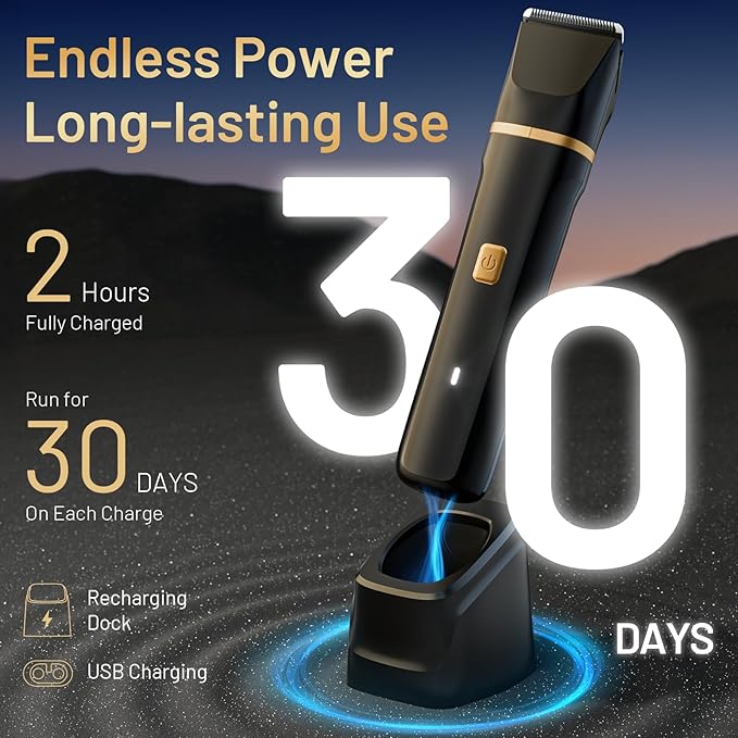 Electric Razor for Men, IPX7 Waterproof Versatile Shaver for Temple, Groin, Nose, Ear Hairs, Beard, Body Hair Trimmer for Men, Painless Grooming Kit with 2 Replaceable Ceramic Blade Heads
