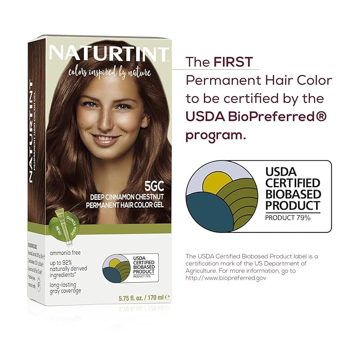 Naturtint 5GC Deep Cinnamon Chestnut Permanent Hair Color (Pack of 1), Ammonia Free, Vegan, Cruelty Free, up to 100% Gray Coverage, Long Lasting Results (Packaging may vary)