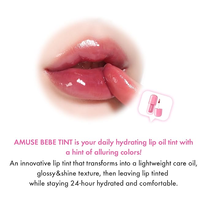 Amuse SEOUL BEBE TINT - 08 GRAPE BEBE | 24-hour Long-lasting Lip Stain, Plumping, Hydrating, Moisturizing, No Peel Off, Lip Care, Treatment, Non Sticky, Korean Lip Tint for Dry Lips