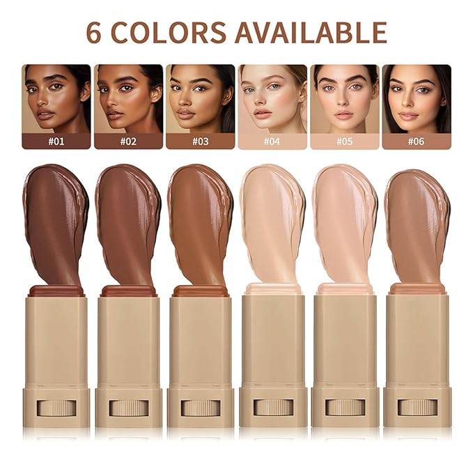 Multi-Use Foundation Stick Beauty Balm Serum Boosted Skin Tint, On-The-Go Tinted Solid Serum, Lightweight and Buildable Creamy Skin Tint Stick Makeup, Natural Finish(06#)