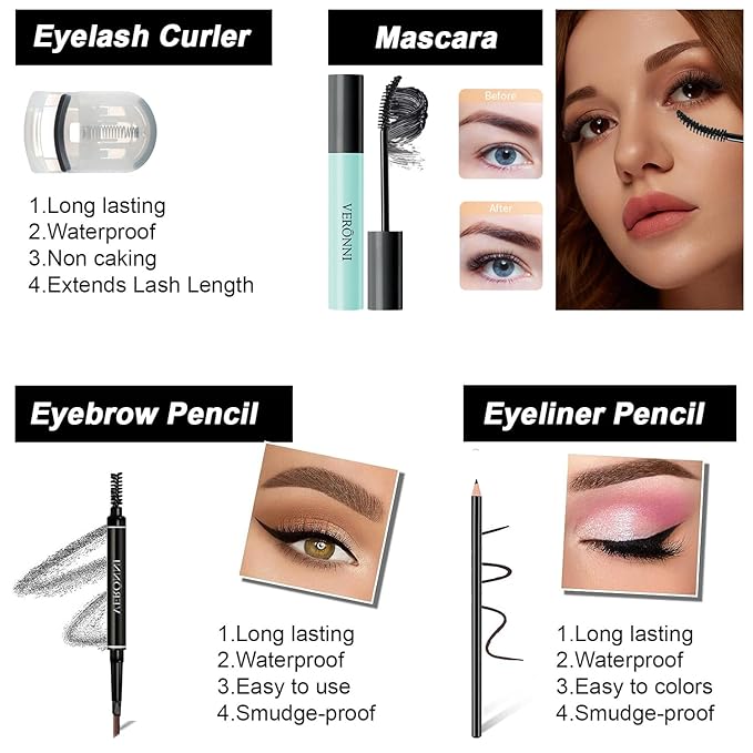 VERONNI All in One Makeup Kit,Eye Face Lips Makeup For Mother's Day,Multipurpose Women's Makeup Sets,Beginners and Professionals Alike (All in one makeup set)