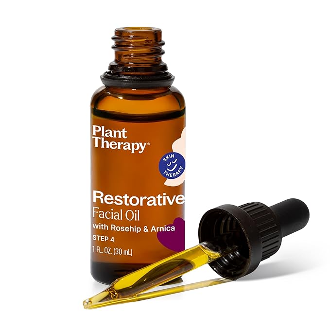 Plant Therapy Restorative Facial Oil with Rosehip & Arnica 1 oz Natural Ingredients, Restore & Protect Skin, Antioxidants and Fatty Acids, Deeply Nourish Skin