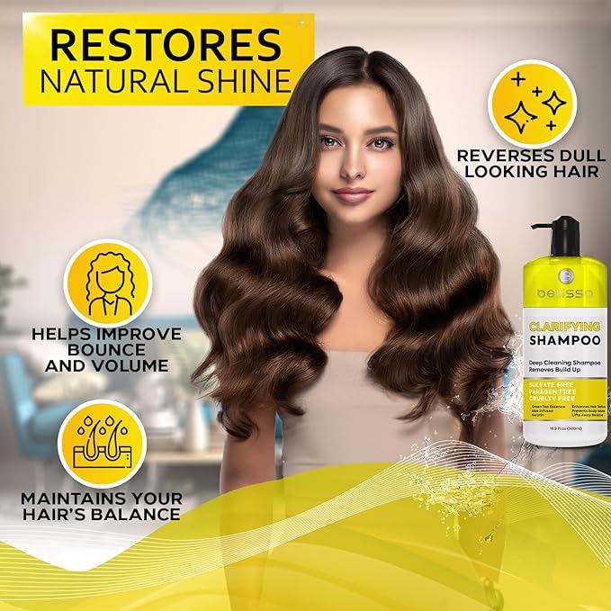 Clarifying Shampoo for Women and Men - Ideal for Oily Hair and Build Up - Gentle, Moisturizing Sulfate Free Formula - Safe for Color Treated, Curly Perms and Dry Scalps - Remove Chlorine for Swimmers
