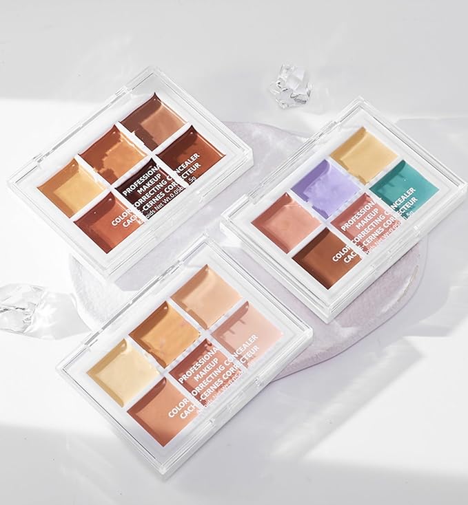 Color Correcting Concealer Palette 6 Colors Lightweight Smooth Correcting Contour Cream Makeup Palette (Color 01)