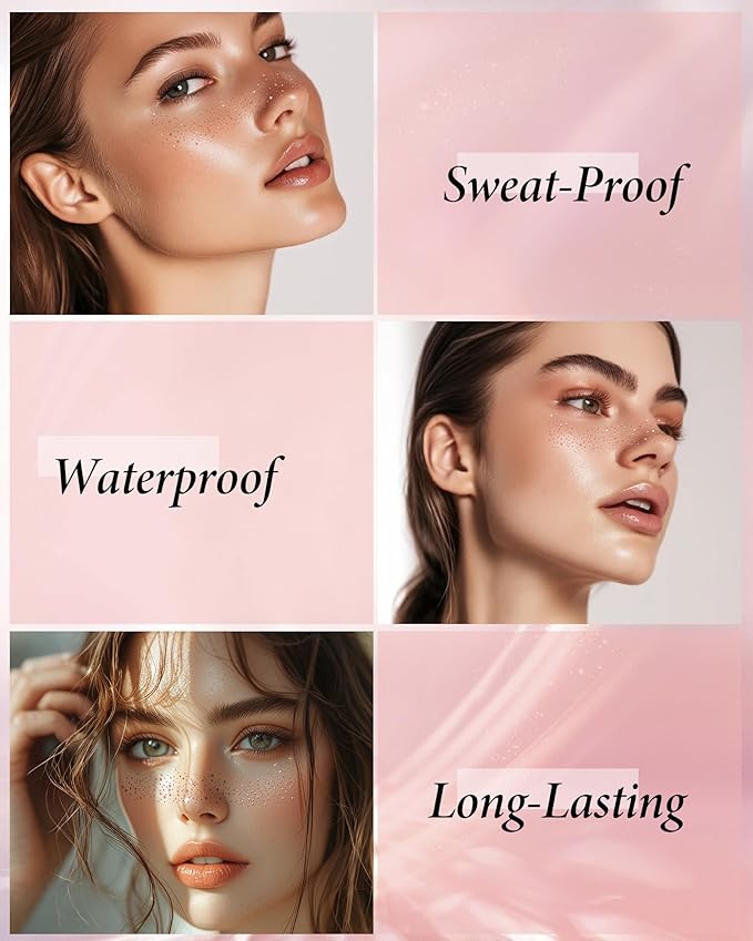 Glitter Freckles, Rose Gold Freckles Temporary Face Tattoos, Body Face Glitter for Women Girls, Country Concerts Singer Festival Rave Accessories (Rose Gold - 10 pcs)
