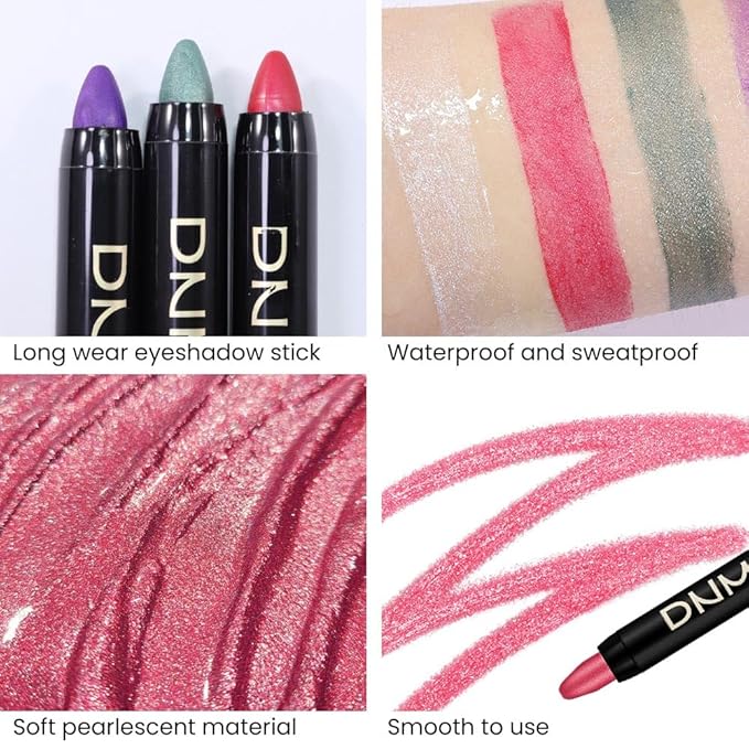 Kaely 2Pcs Cream Eyeshadow Sticks Set for Eyes Waterproof,Red Shimmer Eye shadow Stick Pencil Pen Bulk sombras en crema para ojos 35+35