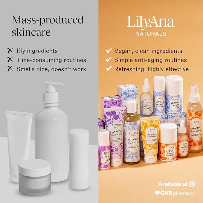 LilyAna Naturals Vitamin C Serum for Face - with Hyaluronic Acid and Vitamin E, Anti Aging Serum, Reduces Age Spots and Sun Damage, Promotes Collagen and Elastin (Double Pack)