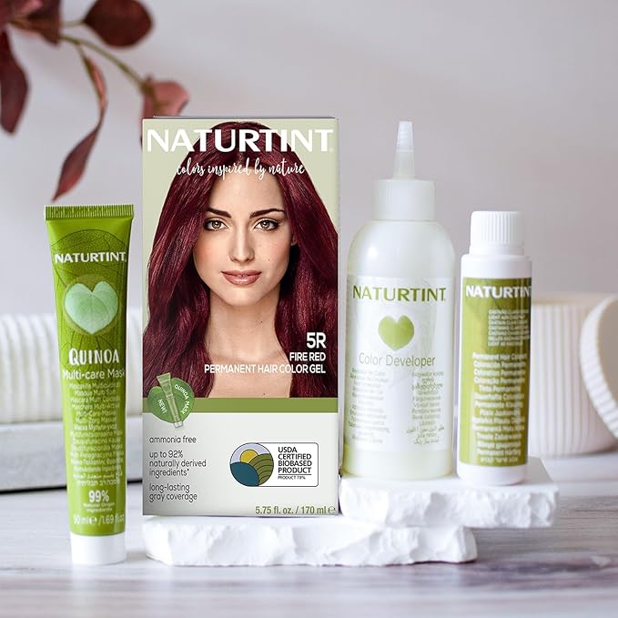 Naturtint 5R Fire Red Permanent Hair Color (Pack of 6), Ammonia Free, Vegan, Cruelty Free, up to 100% Gray Coverage, Long Lasting Results (Packaging may vary)