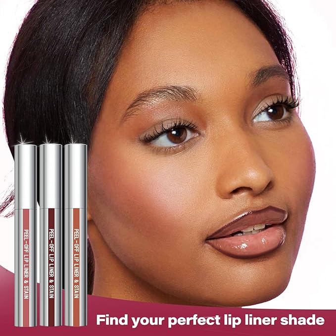 Cilrofelr Peel Off Lip Liner Stain with Tweezer, Long Wear Tattoo Lip Liner, Peel Off Lip Stain with Matte Finish, Long Lasting, Waterproof, Transfer-proof, Highly Pigmented Color (Nude Beige)