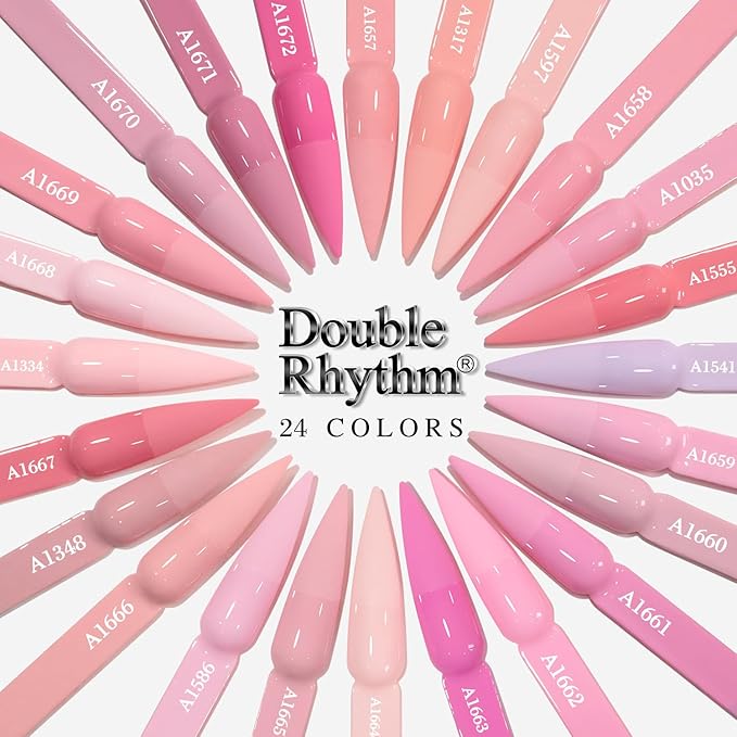 Double Rhythm 28Pcs 0.5Oz Gel Nail Polish Set Same Color Same Bottle Soak Off Gel Polish Kit Nail Art Manicure Salon DIY at Home for Women (Neutral Skin Pink Nude Collection-T24-12)