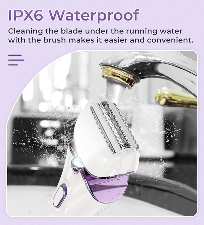 PRITECH Electric Shaver for Women - Cordless Razor for Women Portable Lady Shaver for Legs, Arm, Underarms, Bikini, USB Rechargeable, Wet & Dry Waterproof Bikini Trimmer for Woman, Purple