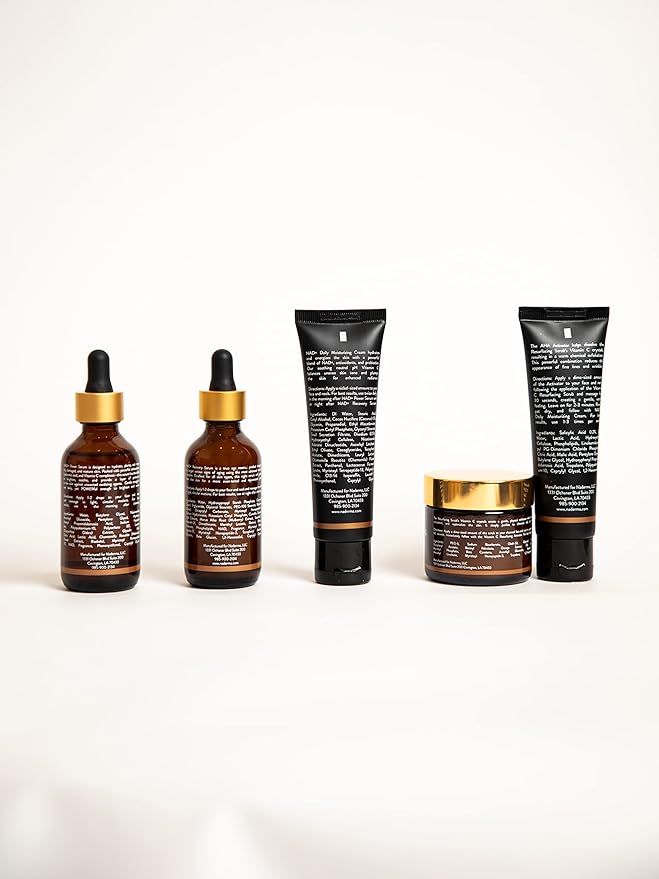 Naderma Set (NAD+ Daily Moisturizing Cream, NAD+ Power Serum, NAD+ Recovery Serum, and Vitamin C Resurfacing Scrub + Activator))