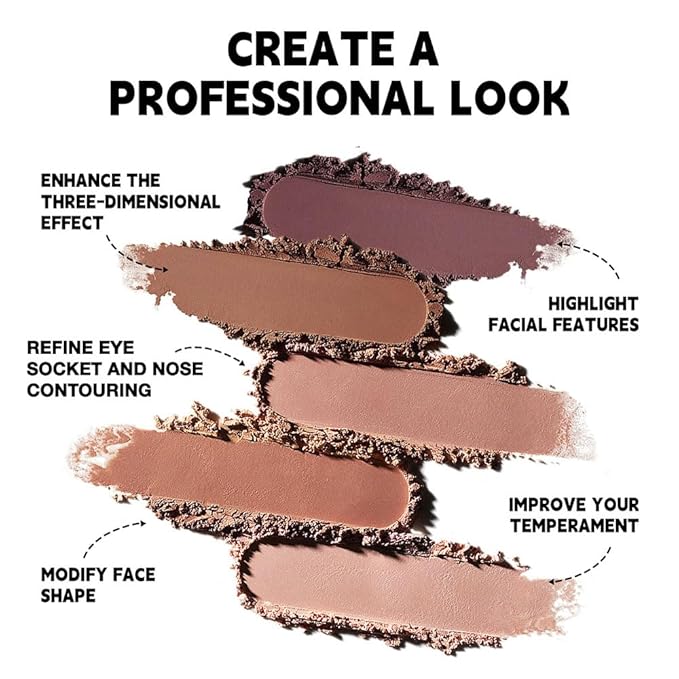Natural Matte Dark Brown Cream Contour Palette – Lightweight, Blendable Monochrome Powder, Base for All Skin Tones, Face Makeup for Women & Men, Vegan, Cruelty-Free, Paleta de Contorno en Crema Mate