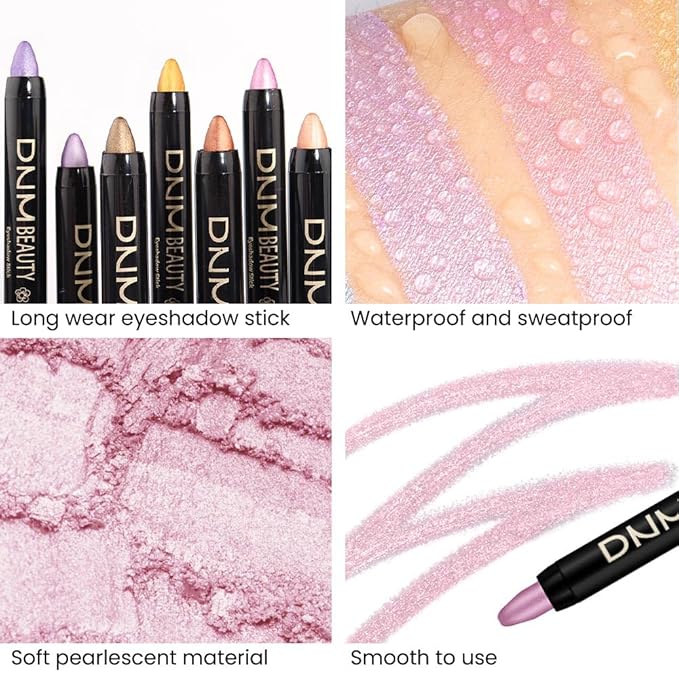 Kaely 2Pcs Cream Eyeshadow Stick Set for Eyes,Pink & Light Purple Shimmer Pen,Eye Brightener Halloween Makeup,sombras para ojos,Smooth Eye Shadow Highlighter Crayon Pencil Waterproof,07+08