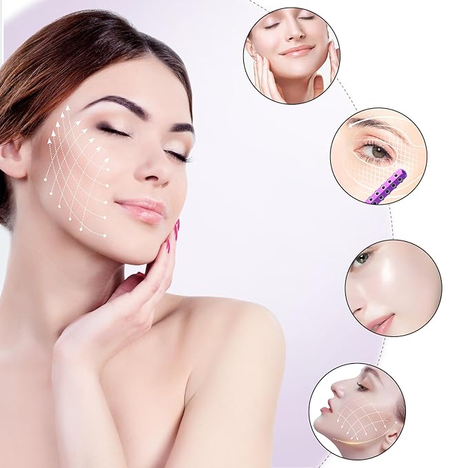 Up Lifting Massaging Beauty Roller Radiance Roller 30 Germanium Stone Face Roller for Uplift and Skin Care,Uplifting Face Massager (Purple)