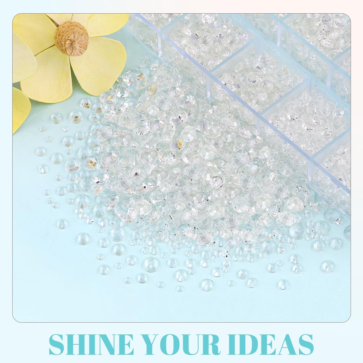 6100Pcs Resin Rhinestones for Crafting with 2Pcs 10ml B7000 Jewelry Glue, 1 Box Flatback Crystals Diamond (Transparent) for Bedazzling Crafts DIY Nail Art，Non Hotfix Gems for Clothing Shoes Tumblers
