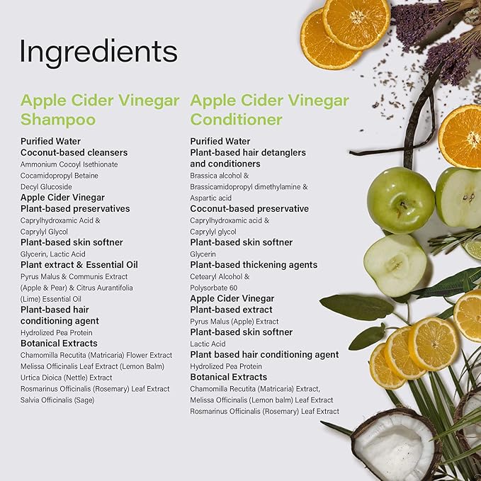 Phillip Adam Apple Cider Vinegar Shampoo and Conditioner Set for All Types of Hair - Sulfate Free - pH Balancing - 12 Ounce Each