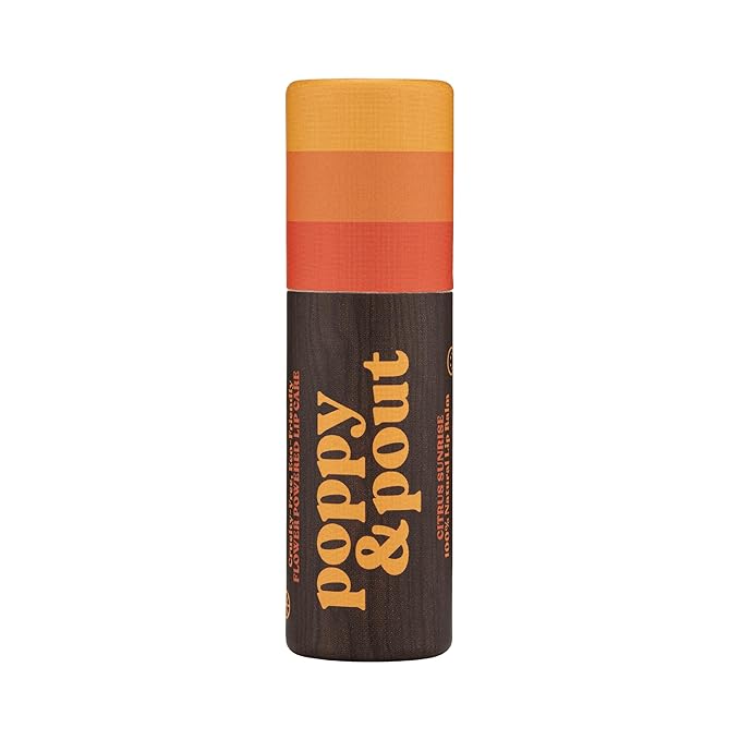 Poppy & Pout Citrus Sunrise Jumbo Lip Balm | All Natural Lip Balms & Moisturizers | Hydrates with Beeswax, Vitamin E, Organic Coconut Oil | Cruelty-Free | Lip Balm in Recyclable Cardboard Tube