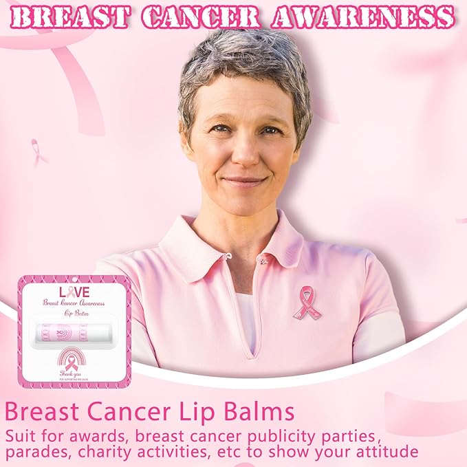 30 Pack Breast Cancer Awareness Favors Bulk Lip Balms Gifts Pink Ribbon Lip Balms Favors Breast Cancer Awareness Month Accessories Support Party Items Decorations for Women Men Survivors