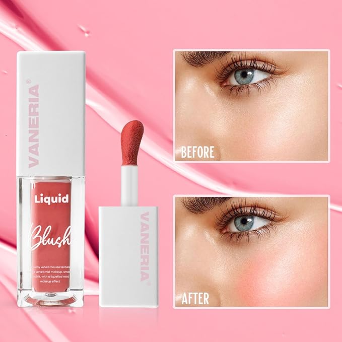 VANERIA Liquid Blush for Cheeks,Long lasting High Pigment Creme Blush,Multi-Use Makeup Blush Stick for Cheeks Lips Eyes,Natural Look Makeup Face Blushes.#3 (5g/0.17oz)