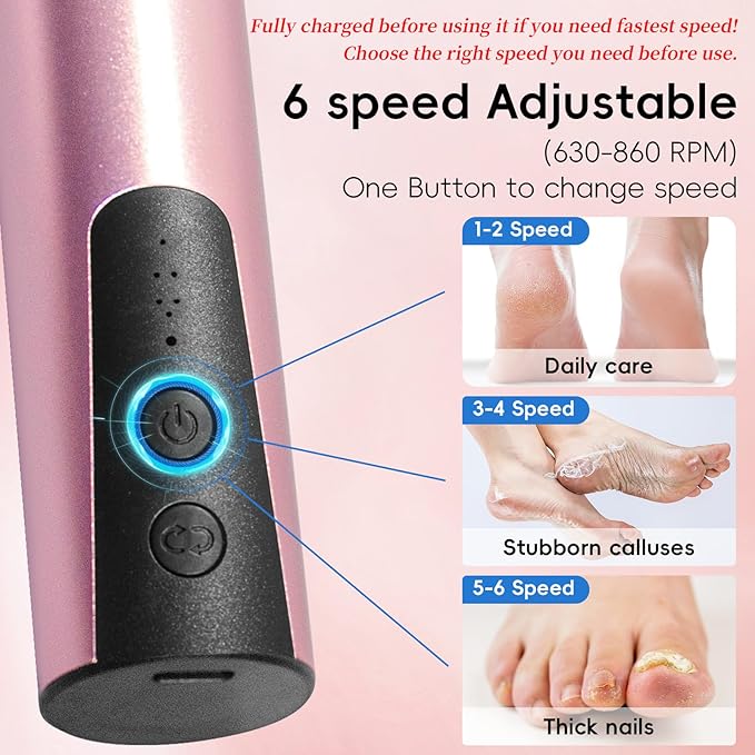 Electric Callus Remover,CHNYNJN Foot File Grinder Tool with Speed Controller and 20pcs Replacement Sandpaper and 10 Sand Rings Disk for Men Women Dead Dry Crack Skin Calluses