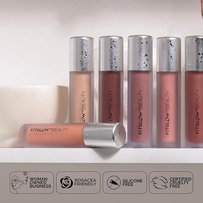 FITGLOW Beauty Lip Colour Serum | Hydrating Lip Gloss | Plumping Anti-Aging Lip Treatment | Natural Shine with Pomegranate Sterols & Collagen | Buildable Color for Dry Chapped Lips | Nudie - 10g