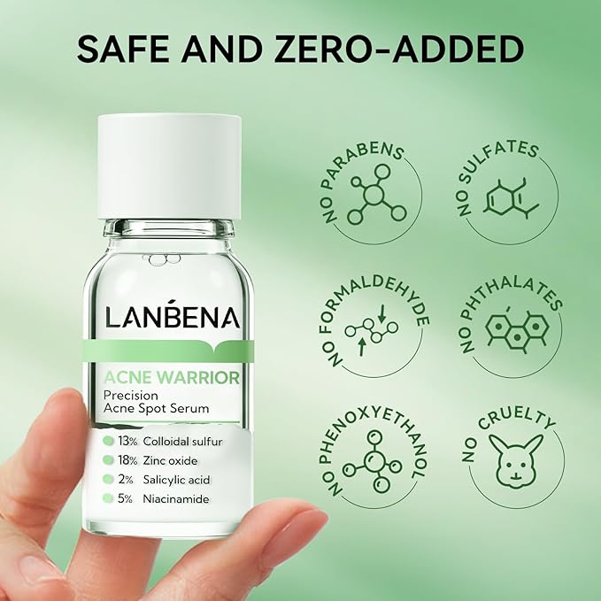LANBENA Precision Acne Spot Serum, Acne Drying Lotion, Overnight Acne Treatment For Face, Dry Out Pimples, Blemishes, Zits And Clean Pores, 0.42 Fl Oz