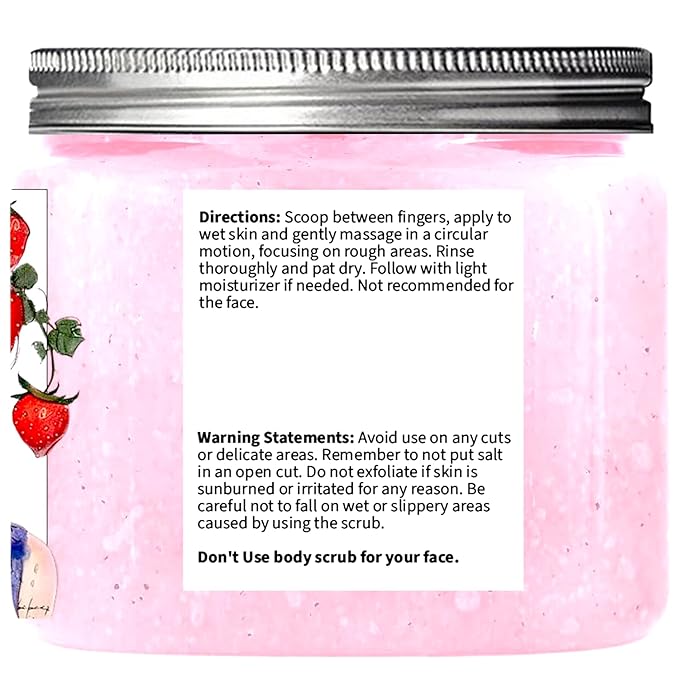 Strawberry Ice Cream Sugar Scrub 10 oz - Natural Strawberry Formula - Deliciously Fragrant, Refreshing, and Skin-Polishing Care - The Best Stocking Stuffer