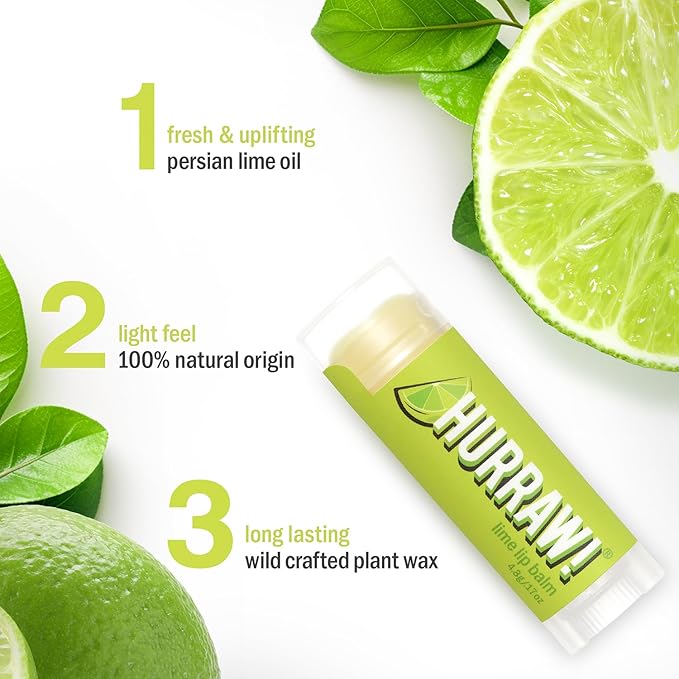 Hurraw! Lime Lip Balm: Organic, Certified Vegan, Cruelty and Gluten Free. Non-GMO, 100% Natural Ingredients. Bee, Shea, Soy and Palm Free. Made in USA