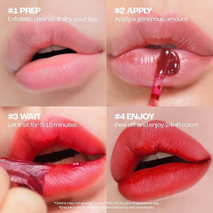 Rouge Star Plumping Lip Tattoo (0.17 oz) - 72-HR Long Lasting Waterproof Peel Off Lip Stain - Transfer-Proof, Non -Sticky Hydrating Matte Lip Tint Tattoo (Richly Red)