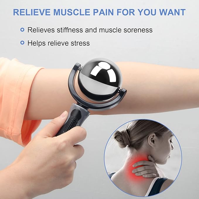 Cold Massage Roller Ball, Cold Therapy Relief, Portable Fitness Ice Roller Ball with Handle, Great Tool for Back/Neck Pain, Muscles Recovery and Inflammation