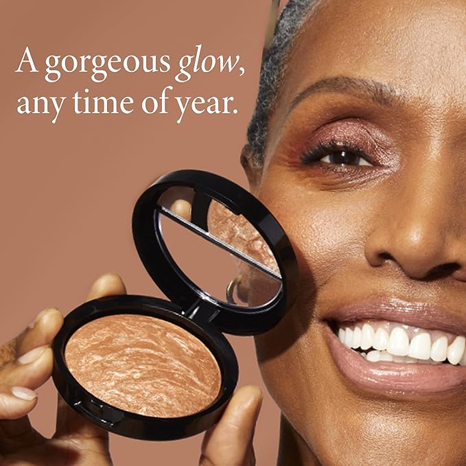 LAURA GELLER NEW YORK Ready-n-Radiant Kit (3 PC) - Baked Bronze-n-Brighten, Mediium + Spackle Super-Size Skin Perfecting Primer, Champagne Glow + Retractable Angled Kabuki Brush