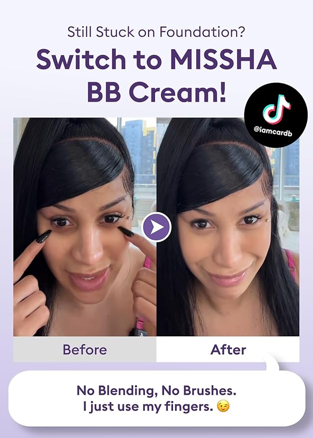 MISSHA M PERFECT COVER SERUM BB CREAM No.23 Natural Beige-Light/Medium with Cool/Neutral Undertone, BB Cream by Cardi B Pick, Skin Tint, Tinted Moisturizer, Skin Care Foundation Makeup, 1.18 Fl oz
