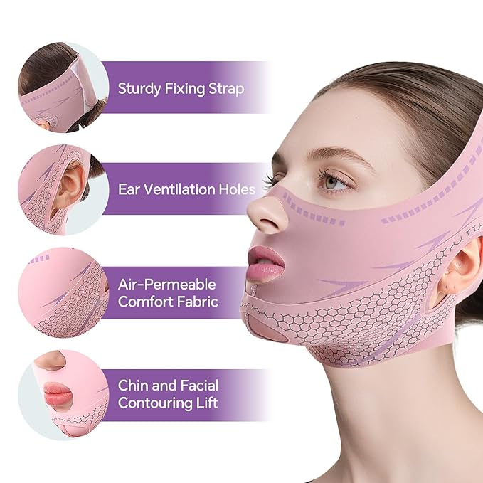 V Line Lifting Mask Chin Strap for Sleeping, V Line Mask, Face Lift Prevent Sagging,Double Chin Reducer,Jawline Shaper,All-Around Coverage, Wrapping and Shaping More Comprehensively.