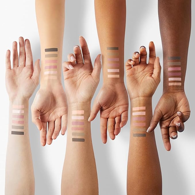 Nudes 3 Series Mini Eyeshadow Palette, Matte & Shimmer Finish, 6 Champagne Mauve & Black Eye Shadows, Travel Friendly Size, Vegan, Cruelty-free