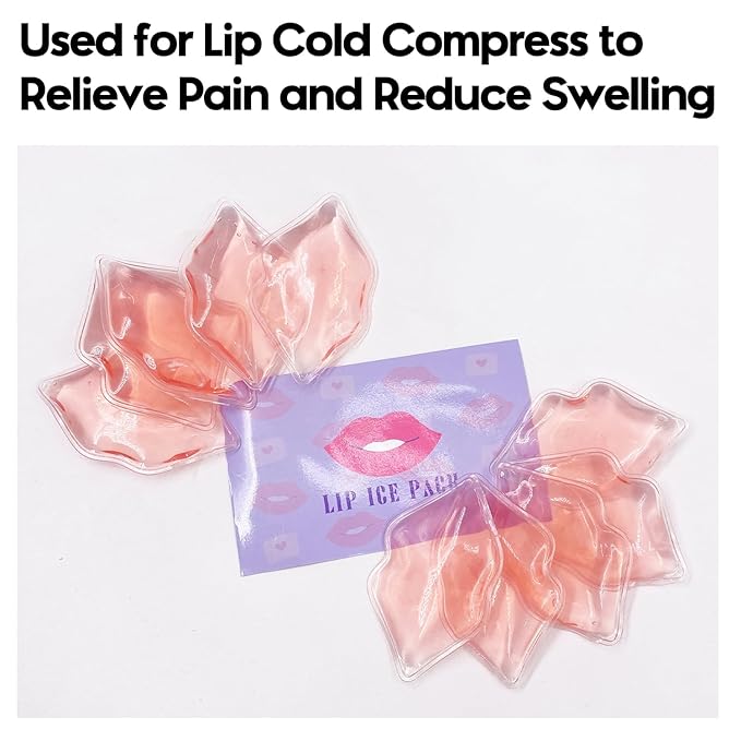 Lip Ice Pack for Cosmetic (10 PCS)，Ice Pack After lip ice treatment, reusable ice pack lip shape ice pack to relieve pain and relax lips, anti-aging lip care ice pack to reduce lip swelling