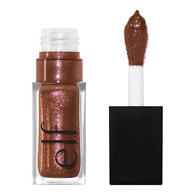 e.l.f. Glow Reviver Lip Oil, Nourishing and Hydrating with High-Shine Glimmer Finish & Sheer Wash Of Color, Minty Scent, Non-Sticky, Vegan & Cruelty-free, Crystal Baller