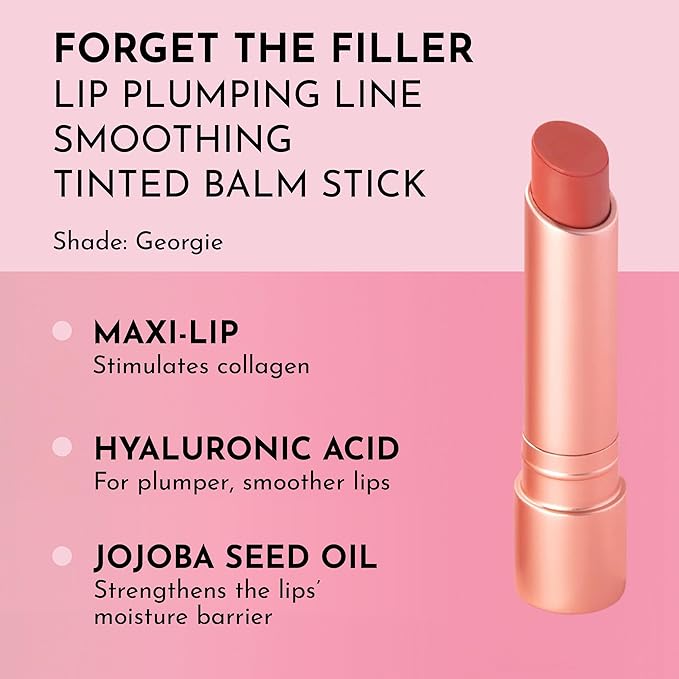 LAWLESS Forget the Filler Lip Plumping Line Smoothing Tinted Balm, Georgie, Pink, 0.09 Ounce