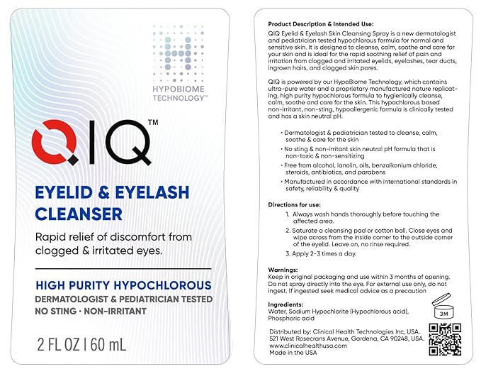 Eyelash and Eyelid Cleanser – High Purity Hypochlorous Eye Wash Solution, Lid and Lash Cleanser that Quickly Calms and Soothes Irritated, Clogged Skin (2oz)