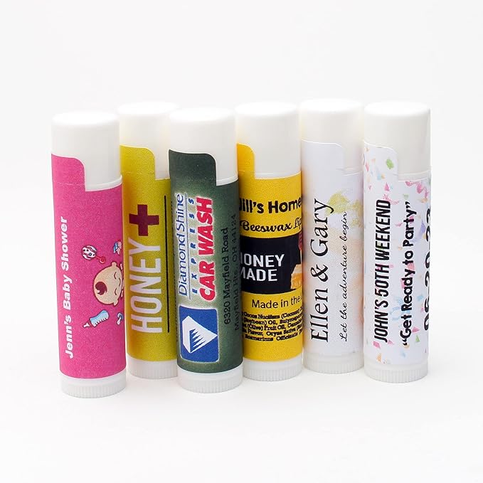 Natural Lip Balm Bulk, Unlabeled Filled, 50 Pack, Peppermint | Customizable Labels For Party Favors, Gift Baskets, or Business Branding. For Men, Women, and Children.
