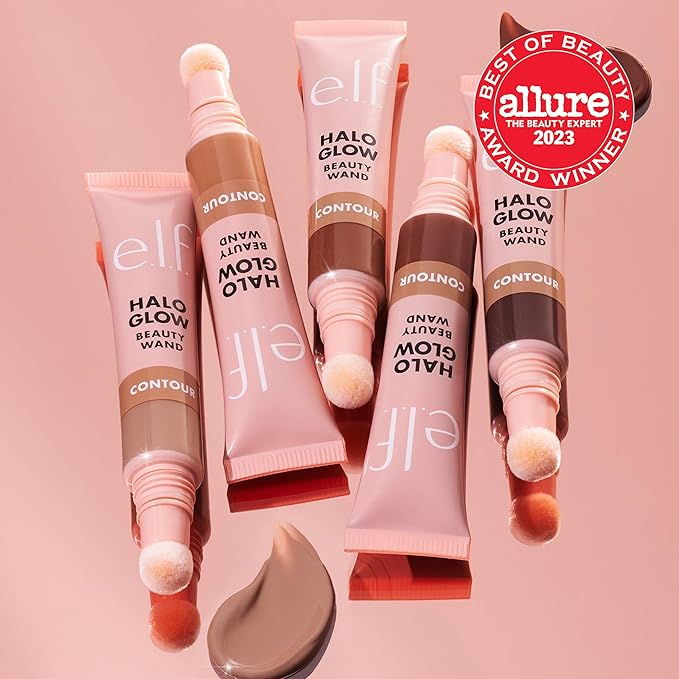 e.l.f. Halo Glow Contour Beauty Wand, Liquid Contour Wand For A Naturally Sculpted Look, Buildable Formula, Vegan & Cruelty-free, Tan/Deep