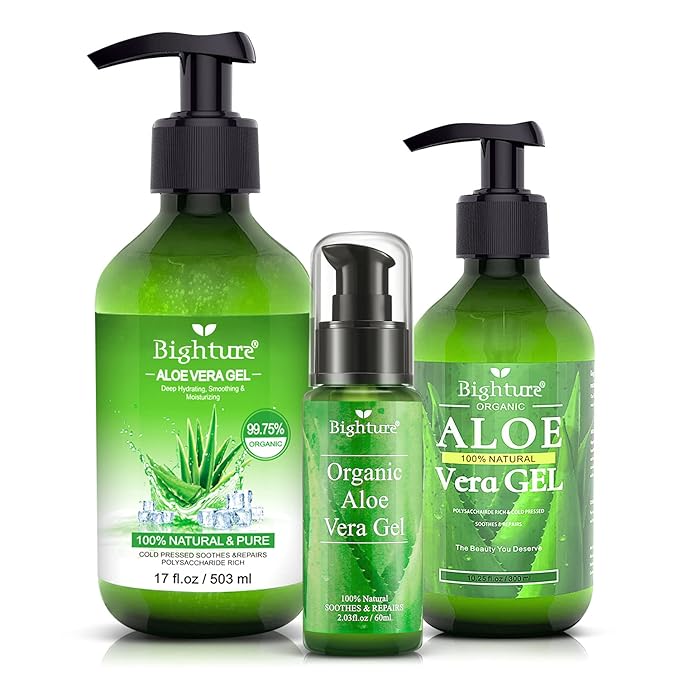 Aloe Vera Gel for Face - Organic Aloe Vera Gel from 100 Percent Pure Aloe Vera Use to Skin Sunburn Relieve, Soothing and Firming