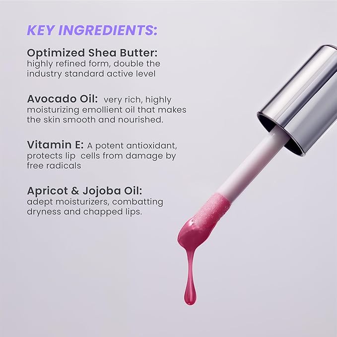 Wonderskin Lip Oil Rehab Serum - Tinted Lip Oil, Hydrating, Moisturizing, and Non-Sticky Deep Red Tint Serum for Dry Lips (Honey)