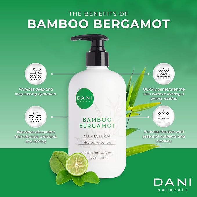 Naturals Hand & Body Lotion - Clean Bamboo Bergamot Scented, Deep Hydration Lotion for Dry Skin, With Shea Butter & Aloe Vera, Natural & Organic Ingredients, Paraben-Free, 12 Oz