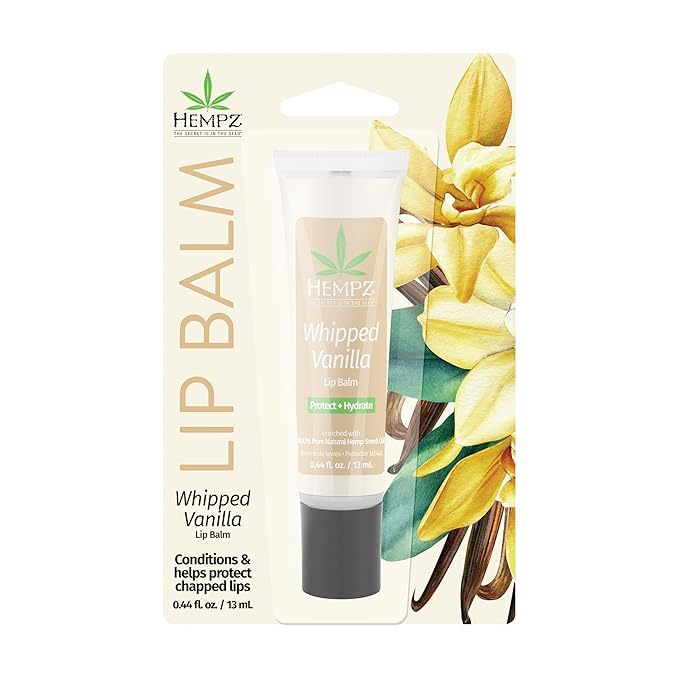 Hempz NEW Vanilla Lip Butter Balm, Soothing and Hydrating Lip Care for Men or Women, .44oz