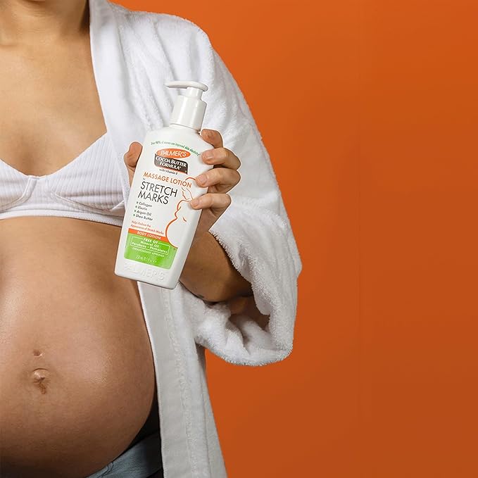 Palmer's Cocoa Butter Formula Massage Lotion For Stretch Marks, Pregnancy Skin Care, Belly Cream with Collagen, Elastin, Argan OIl and Shea Butter, 8.5 Ounces
