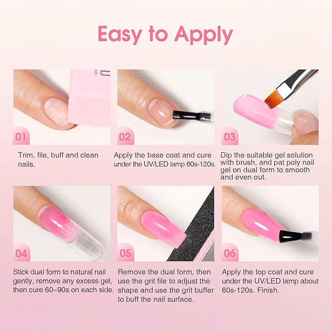 ROSALIND 14 Colors Poly Nail Gel Kit with Mini Nail Lamp Pink Brown Poly Nails Gel Kit Starter Kit With Slip Solution Kit Pink Extensions Gelfor Nail Manicure Beginner