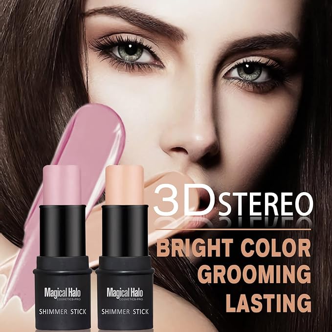 4 Pcs Cruelty-Free Waterproof Highlighter Makeup Sticks Shimmer Illuminator and Blush Stick Face Contour Cosmetics Set Easy To Use Blends Effortlessly