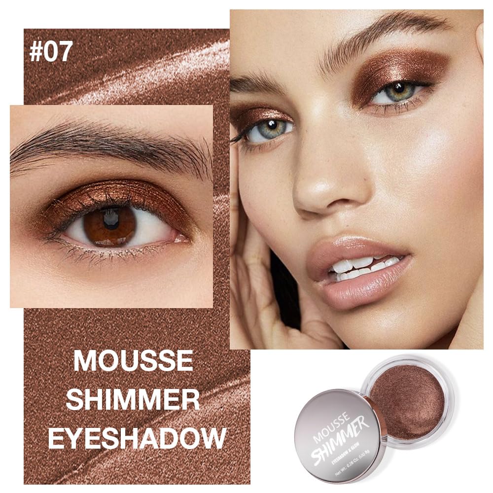 Cream Glitter Brown Shimmer Metallic Eyeshadow Palette Makeup, Natural Single Mini Instant Holographic Eyeshadow For Women, Sombras Crema Para Ojos, Talc, Paraben & Cruelty Free