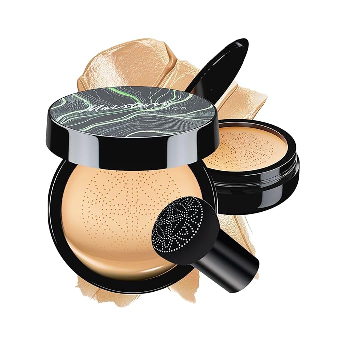 Mushroom Head Air Cushion CC Cream BB Cream Makeup Foundation Moisturizing Concealer Long Lasting Full Coverage Waterproof Foundation Makeup Even Skin Tone Makeup Base Primer (Buff Beige)